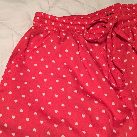 Bright Orange Polyester Shorts with Hearts ❤️🧡 - Picture 2 of 4